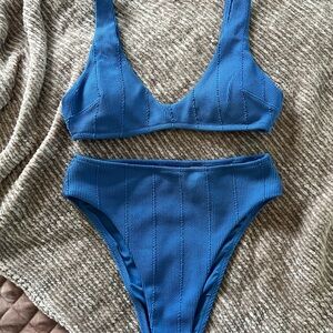 Aerie Vibrant Blue High Cut Cheeky Bikini